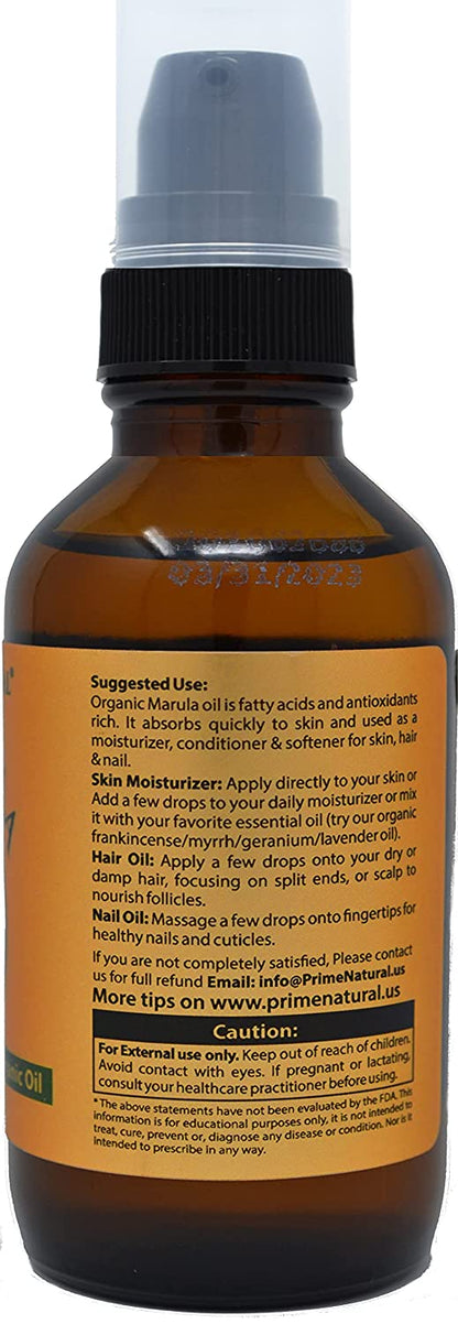 Organic Marula Oil 4oz/120ml-USDA Certified- Cold Pressed, Unrefined, Virgin-100% Pure
