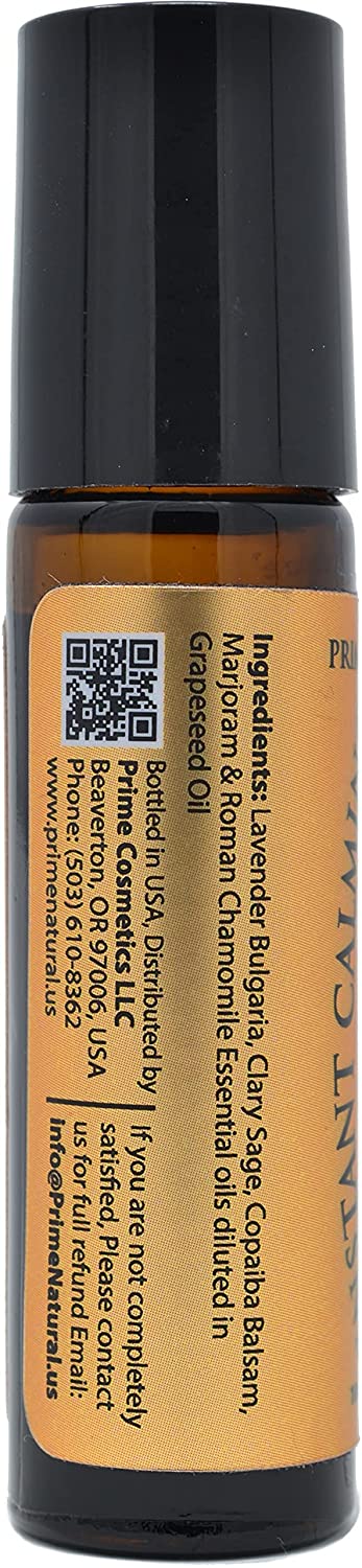 Instant Calming Essential Oil Blend Roll On 10ml Pre-Diluted, Ready to Use Roller for Natural Aromatherapy to Grounding, Relaxation