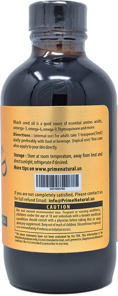 Organic Black Seed Oil 8oz - USDA Certified - High Thymoquinone [Over 1.3%], Turkish Pure Nigella Sativa - Cold Pressed, Unrefined, Vegan - Omega 3 6 9, Antioxidant, Immune Boost, Joints, Skin & Hair