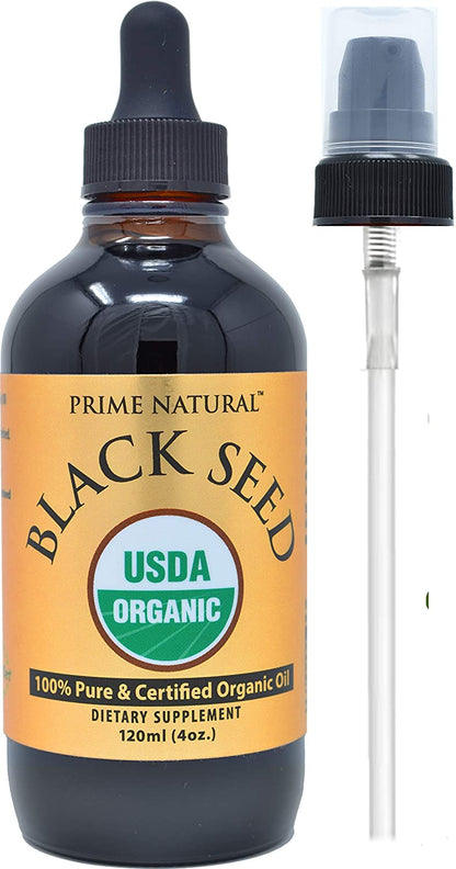 Organic Black Seed Oil 8oz - USDA Certified - High Thymoquinone [Over 1.3%], Turkish Pure Nigella Sativa - Cold Pressed, Unrefined, Vegan - Omega 3 6 9, Antioxidant, Immune Boost, Joints, Skin & Hair