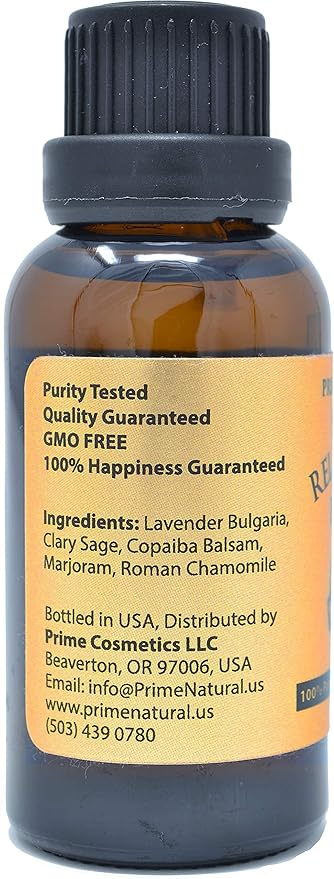 PRIME NATURAL Sleep & Relaxation Essential Oil Blend 30ml/1oz - by Prime Natural - Made in USA - Pure Undiluted Therapeutic Grade - Aromatherapy Scents & Diffuser - Grounding, Calming, Peace