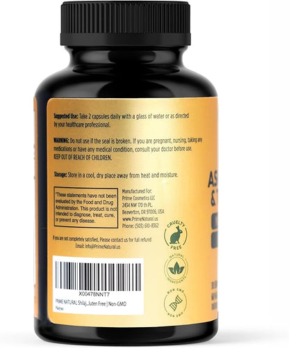 Shilajit 10,000mg, Irish Sea Moss 2000mg, Ashwagandha 3000mg, Tongkat Ali 30,000mg, Boron, Magnesium, PQQ & More | 60 Capsules - 30 Days Supply| Fulvic Acid Veg Capsules| Vegan| Gluten Free | Non-GMO