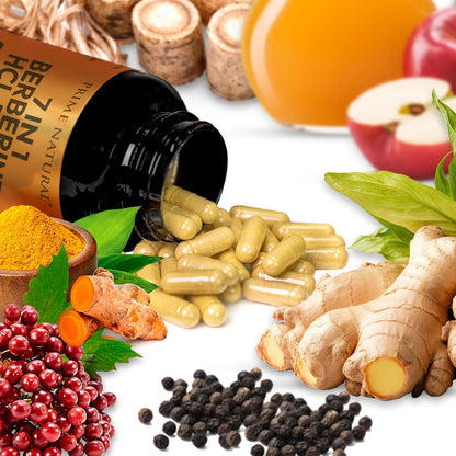 PRIME NATURAL Berberine HCl 600mg Organic Ceylon Cinnamon 400mg Organic Turmeric 200mg Organic Ginger 130mg Organic Apple Cider Vinegar 65mg Goldenseal Root 6.5mg Bioperine 3mg | 60 Capsules