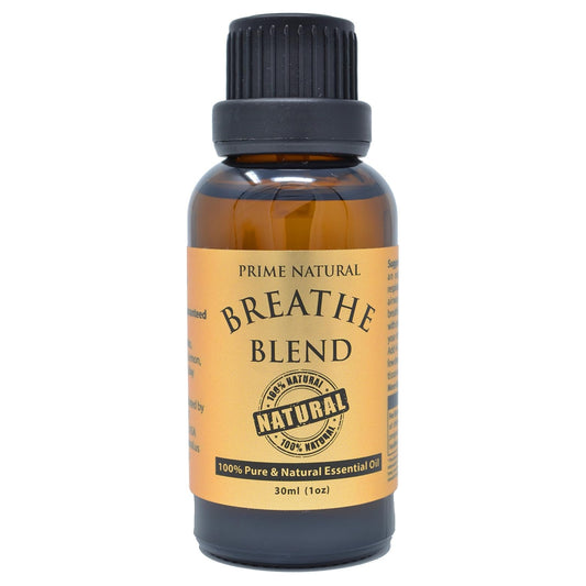 Prime Natural Breathe Essential Oil Blend 1oz - Pure, Undiluted, Therapeutic Grade for Aromatherapy, Scents & Diffuser - Sinus Relief, Allergy, Congestion, Cold, Cough, Headache