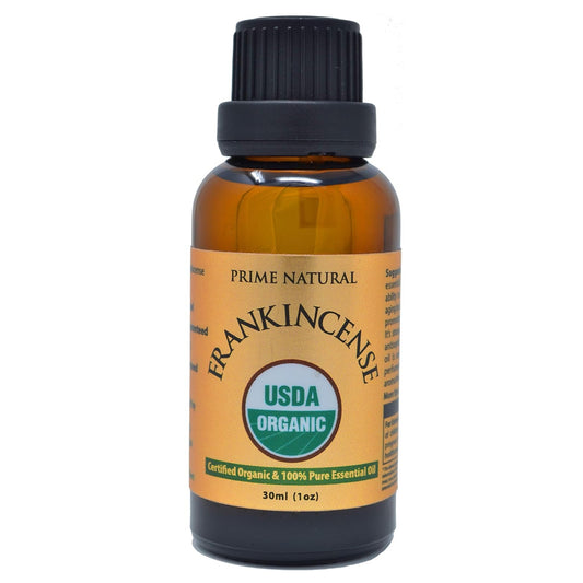 Prime Natural Organic Frankincense Essential Oil 30ml / 1oz Pure, Undiluted Aromatherapy Scent for Relaxation, Skin Care, and Calming Meditation