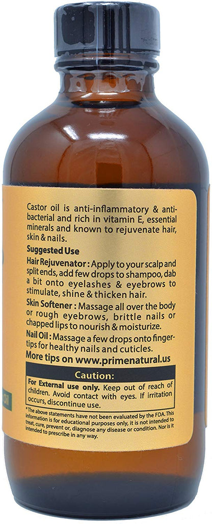 Organic Castor Oil 4oz - USDA Certified Organic 100% Pure, Cold-Pressed, Hexane Free