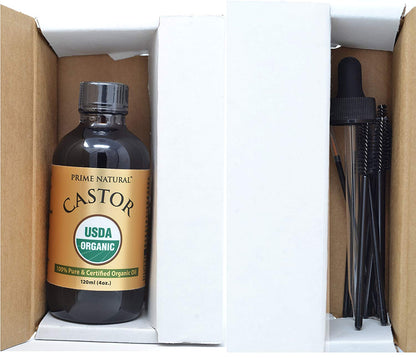 Organic Castor Oil 4oz - USDA Certified Organic 100% Pure, Cold-Pressed, Hexane Free