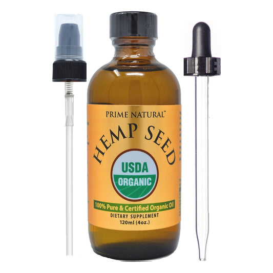 Organic Hemp Seed Oil - 4oz USDA Certified - Sativa Oil - Pure, Cold Pressed, Virgin, Unrefined, Vegan, Non-GMO, Food Grade, No Preservatives - High Omega 3 6 9 Fatty Acids