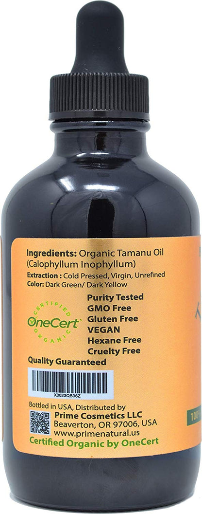 Organic Tamanu Oil - Cold Pressed, Unrefined, Virgin (4oz / 120ml) for Hair, Nails, Skin Care