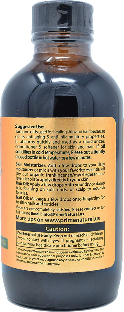 Organic Tamanu Oil - Cold Pressed, Unrefined, Virgin (4oz / 120ml) for Hair, Nails, Skin Care