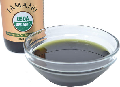 Organic Tamanu Oil - Cold Pressed, Unrefined, Virgin (4oz / 120ml) for Hair, Nails, Skin Care