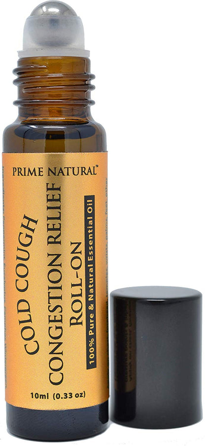 Cold Cough Congestion Relief Essential Oil Roll On 10ml, Pre-Diluted Ready to Use, Pure, Therapeutic Grade Roller to Naturally Relieve Sinus Issues