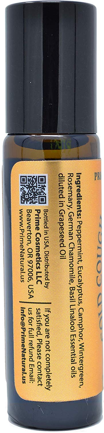 Cold Cough Congestion Relief Essential Oil Roll On 10ml, Pre-Diluted Ready to Use, Pure, Therapeutic Grade Roller to Naturally Relieve Sinus Issues