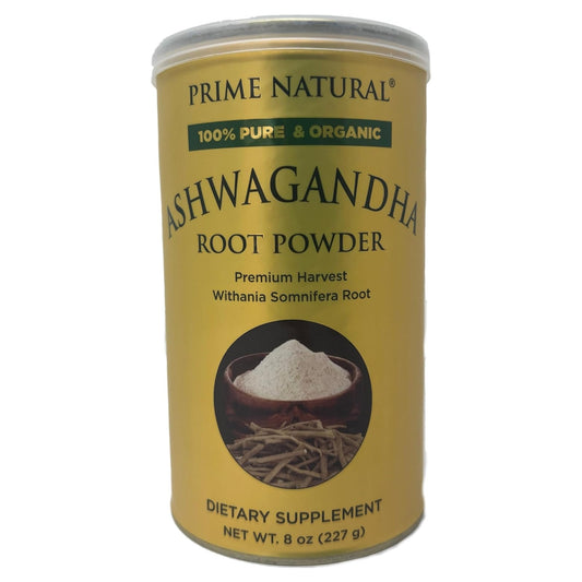 PRIME NATURAL Ashwagandha Root Powder 8oz | Ayurvedic Adaptogen for Calm, Vitality, Boosts Energy, Stamina | Pure, Raw, Vegan