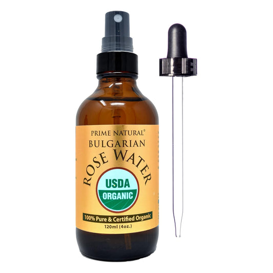 Rose Water Spray 4oz/120ml - USDA Certified Organic - Facial Toner, Hydrating Mist for Face & Hair - Bulgarian, 100% Pure, Natual, Preservative-Free, Moisturizer from Fresh Rose Petals