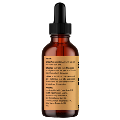 PRIME NATURAL Hair Oil - Batana, Rosemary, Pumpkin Seed, Castor, Almond & Peppermint Oil - Biotin Infused Frizzy & Dry Scalp Care - 2oz