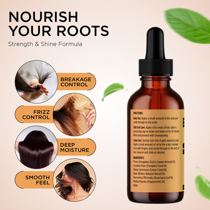 PRIME NATURAL Hair Oil - Batana, Rosemary, Pumpkin Seed, Castor, Almond & Peppermint Oil - Biotin Infused Frizzy & Dry Scalp Care - 2oz